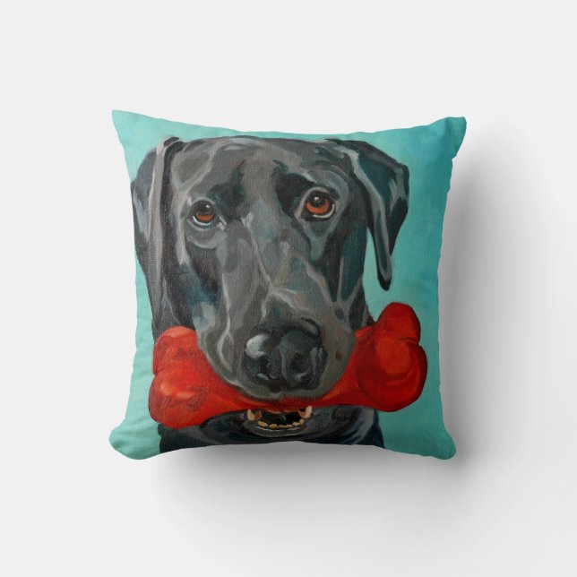 Almohada negra de Labrador (Anverso)
