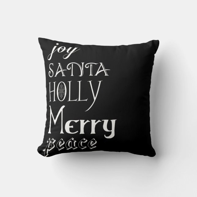 Almohada negra de las palabras del navidad de (Anverso)