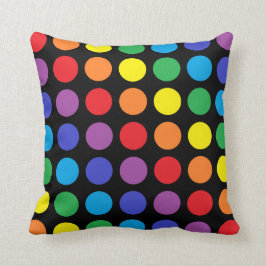 Almohada negra de los lunares del arco iris