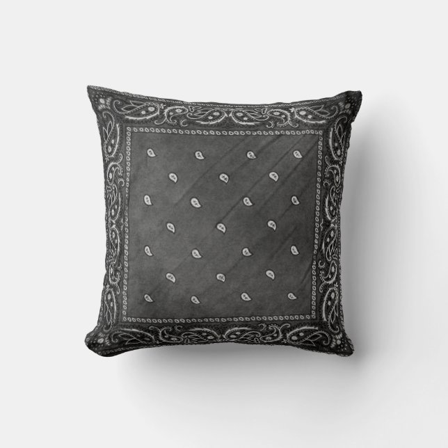 Almohada negra del diseño de Paisley (Anverso)