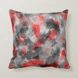 Almohada negra, gris y roja de la acuarela