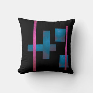 Almohada Negra Moderna de Tirar Arte de Línea Rosa