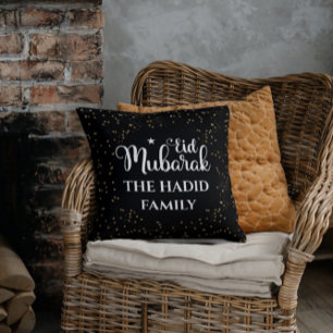 Almohada negra personalizada moderna de Eid Mubara