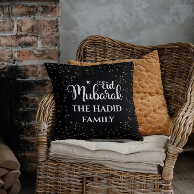 Almohada negra personalizada moderna de Eid Mubara (Subido por el creador)