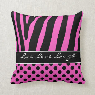 Almohada negra rosada enorme de los lunares de la