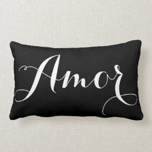 Almohada negra y blanca de Amor de la caligrafía