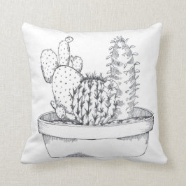 Almohada negra y blanca del cactus