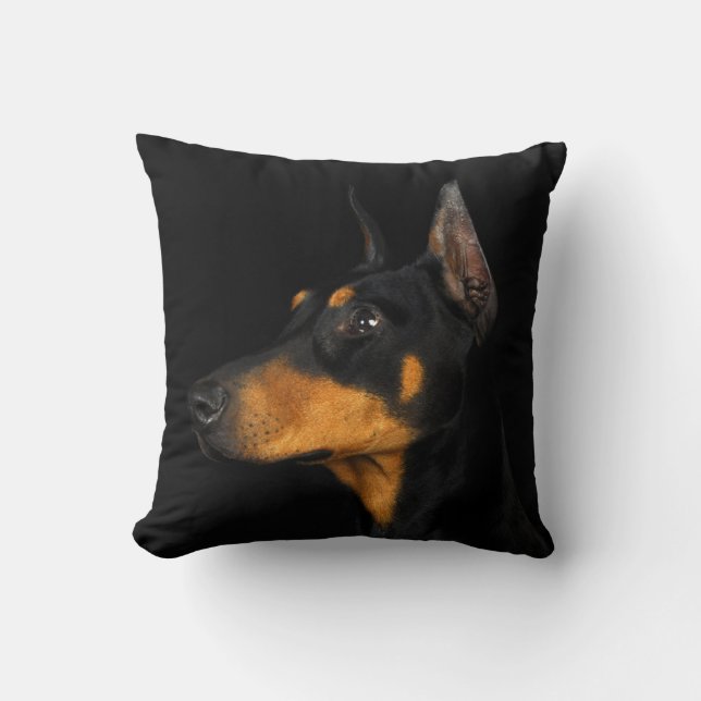 Almohada negra y del moreno del Doberman del (Anverso)