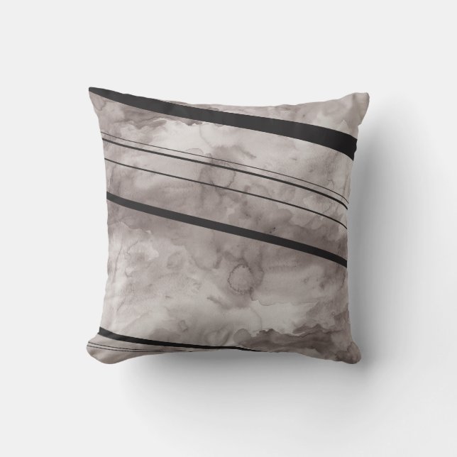 Almohada negra y gris de la raya de la acuarela (Anverso)