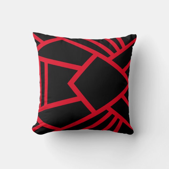 Almohada negra y roja estilo geométrico abstracto  (Anverso)