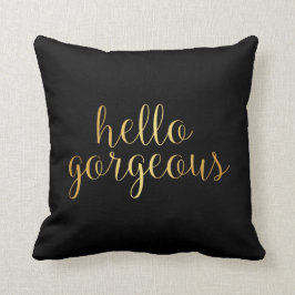 Almohada - negro magnífico del oro hola