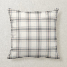 Almohada neutral de la tela escocesa del cortijo