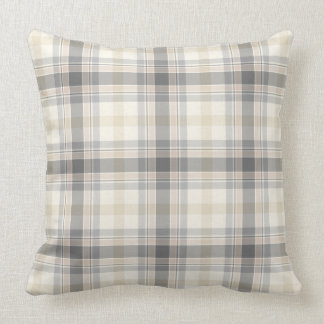 Almohada neutral de la tela escocesa del cortijo