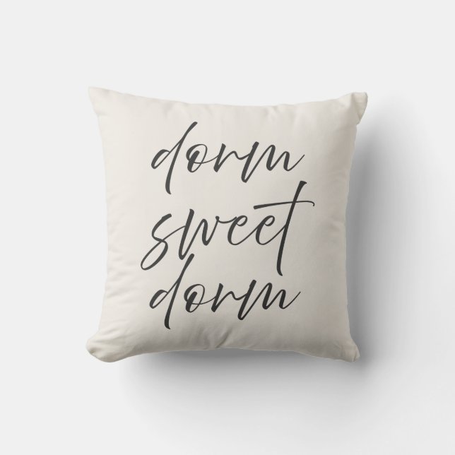 Almohada Neutral “Dorm Sweet Dorm” | Marfil y Gris (Anverso)