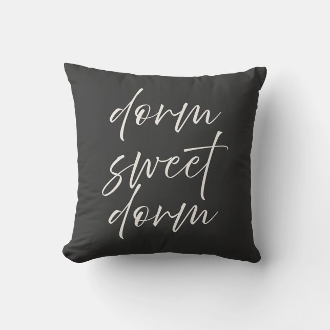 Almohada Neutral “Dorm Sweet Dorm” | Marfil y Gris (Anverso)