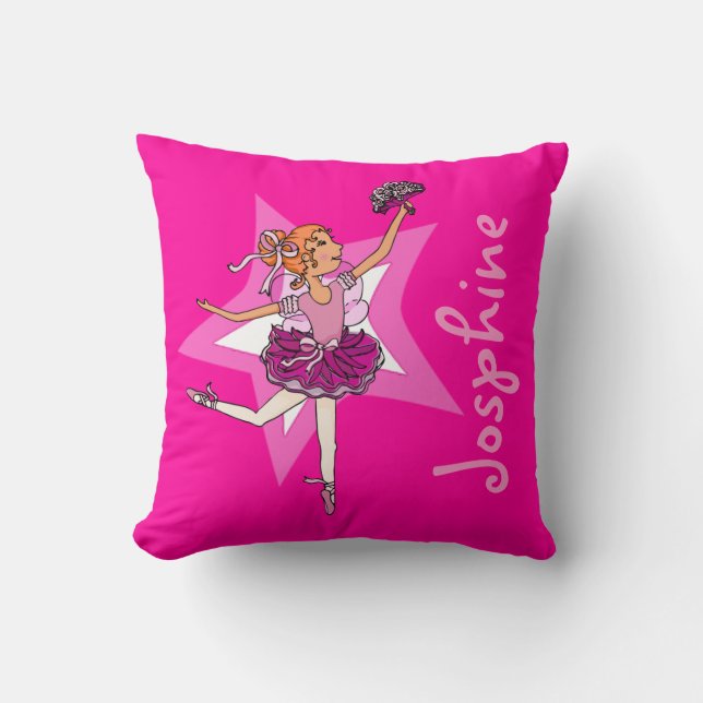 almohada niña rosa bailarina pelo rojo "llamada" (Anverso)