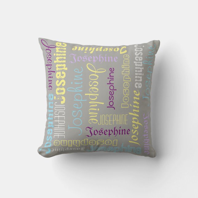 Almohada Nombre Personalizado Colores y Fuentes (Anverso)