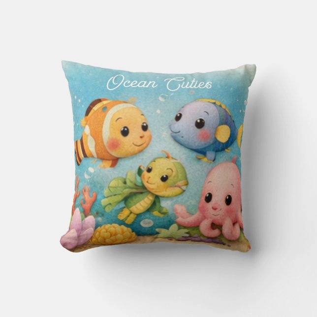 Almohada Ocean Cuties | Animales Llorones Subacuát (Anverso)