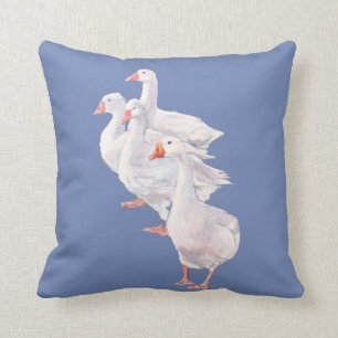 Almohada original del arte de los gansos blancos