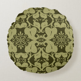 Almohada Ornate Olive Green Round
