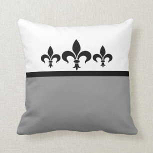 Almohada ostentosa gris de la flor de lis