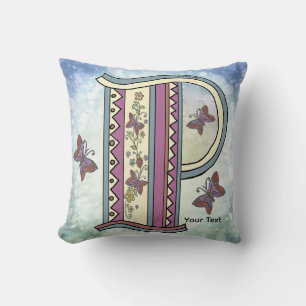 Almohada P monograma floral