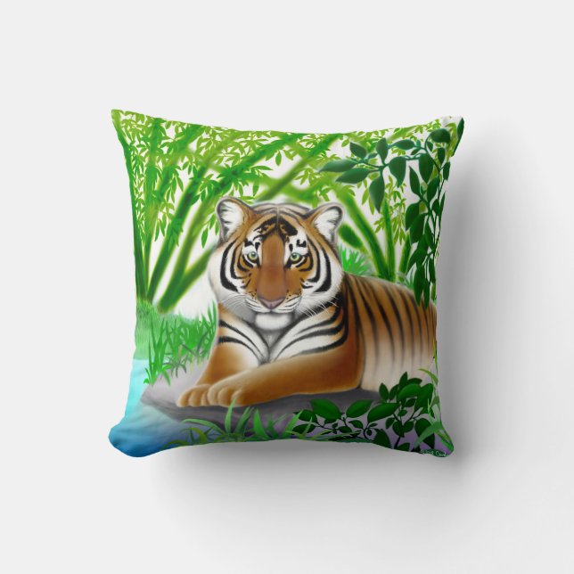Almohada pacífica del tigre de la selva (Anverso)