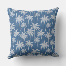 Almohada Palmeras Vibraciones Tropicales Azules
