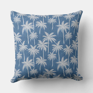 Almohada Palmeras Vibraciones Tropicales Azules