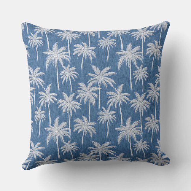 Almohada Palmeras Vibraciones Tropicales Azules (Reverso )