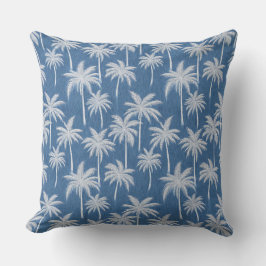 Almohada Palmeras Vibraciones Tropicales Azules