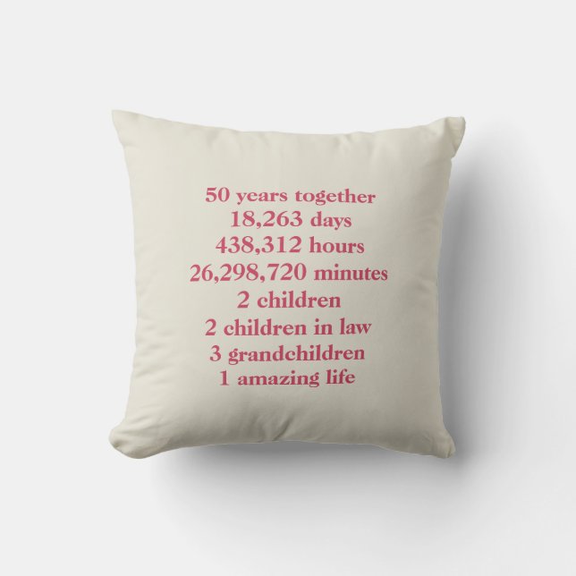 Almohada para celebrar el 50 aniversario de bodas (Anverso)