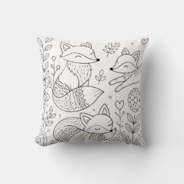 Almohada para colorear zorros
