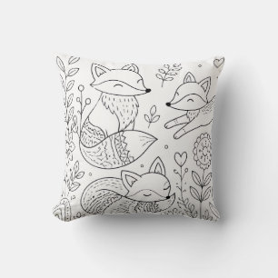 Almohada para colorear zorros