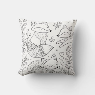 Almohada para colorear zorros