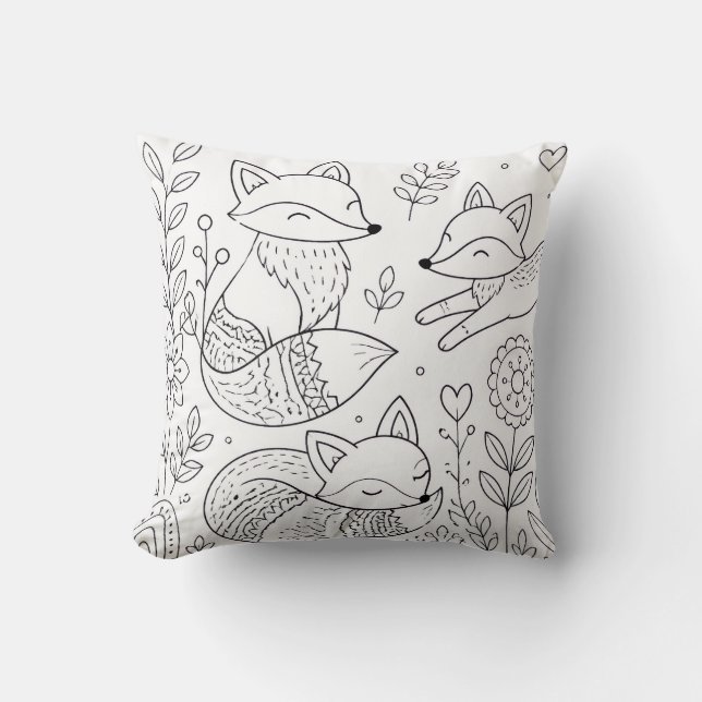 Almohada para colorear zorros (Anverso)