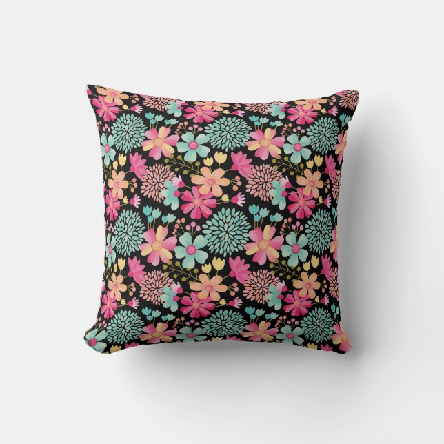 Almohada para cuarto de bebé con estampado floral  (Anverso)