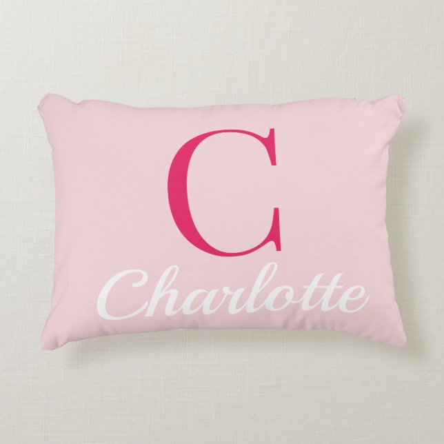 Almohada para Dormitorio con Monograma Rosa Elegan (Anverso)