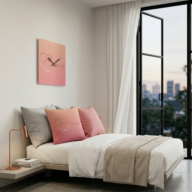 Almohada para el hogar de corazones rosados (Rose Gold Throw Pillow)