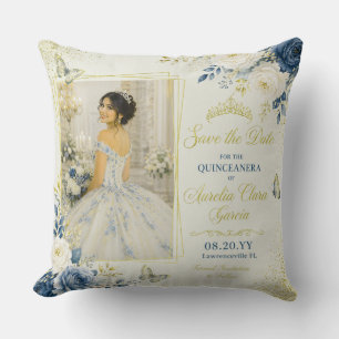 Almohada para lanzar en Quinceañera Marfil Azul