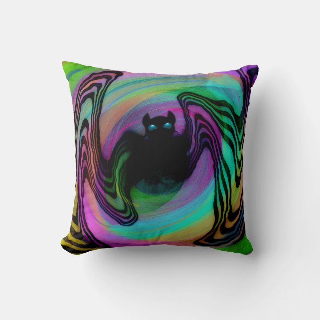 Almohada para lanzar murciélago colorido psicodéli (Anverso)