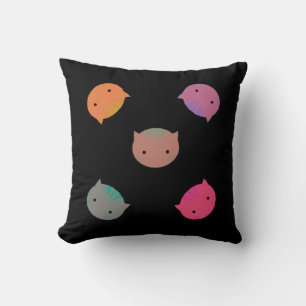 Almohada para niños con caras de gato brillantes y
