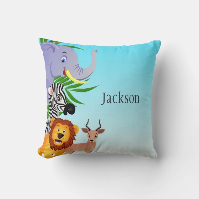 Almohada para niños de animales de la selva (Anverso)