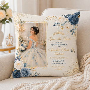 Almohada para tirar de marfil azul para Quinceañer