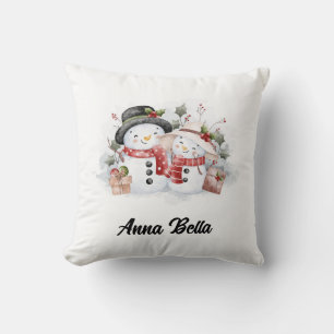 Almohada   Pareja de muñeco de nieve personalizada