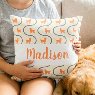Almohada Pastel con Nombre de Golden Retriever Per