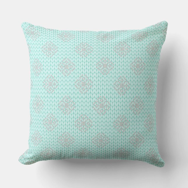 Almohada Pastel Reversible Mint/ Azteca Rosa (Anverso)