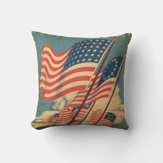 Almohada patriótica de la bandera del vintage (Anverso)
