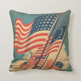 Almohada patriótica de la bandera del vintage
