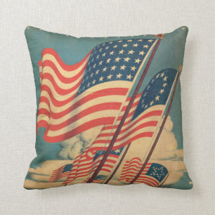 Almohada patriótica de la bandera del vintage